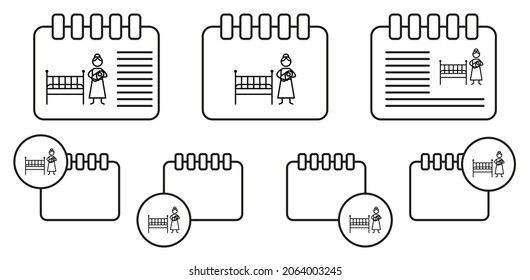 Motherhood, baby, sleep vector icon in calender set illustration for ui and ux, website or mobile application