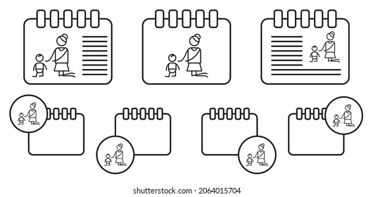 Motherhood, baby vector icon in calender set illustration for ui and ux, website or mobile application