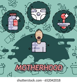 Motherhood flat conept icons