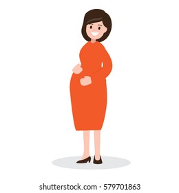 motherhood. happy pregnant woman. vector illustration.