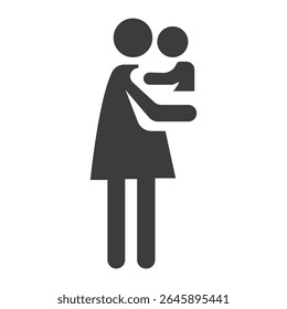Motherhood Icon Black and White Vector Graphic