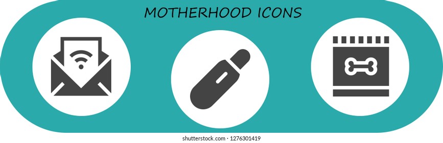  motherhood icon set. 3 filled motherhood icons. Simple modern icons about  - Feed, Pregnancy test