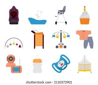 Motherhood Icon Set. Flat Design. Fully editable vector illustration. Text expanded.
