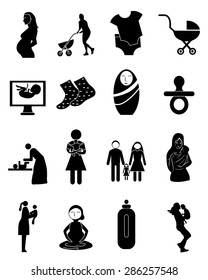 Motherhood icons set