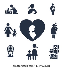 motherhood icons set. maternity, child care vector collection