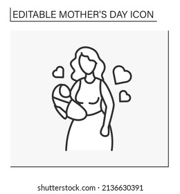 Motherhood line icon. Maternal bonds between mother and child. Love and care. Mother day concept. Isolated vector illustration. Editable stroke