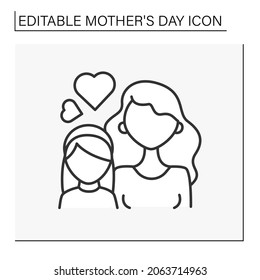 Motherhood line icon. Mom and child. Maternal bonds between mother and daughter. Love and support. Mother day concept. Isolated vector illustration. Editable stroke