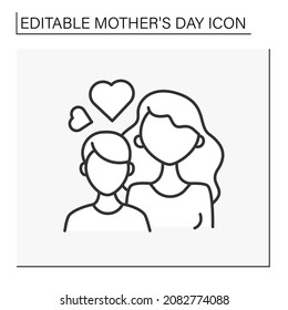 Motherhood line icon. Mom and child. Maternal bonds between mother and son. Love and support. Mother day concept. Isolated vector illustration. Editable stroke