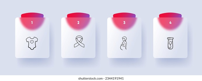 Motherhood line icon. Pregnancy, baby clothes, breastfeeding, surrogacy. Glassmorphism style. Vector line icon