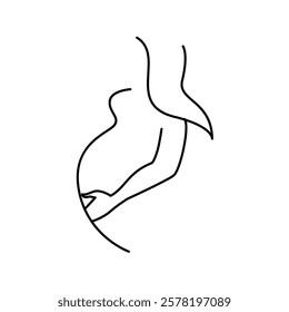 Motherhood lineart pregnant woman silhouette. Mother's Day line vector illustration. Isolated pregnancy image on white background 