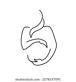 Motherhood lineart pregnant woman silhouette. Mother's Day line vector illustration. Isolated pregnancy image on white background 