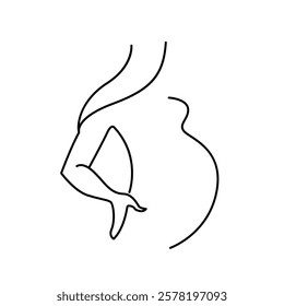 Motherhood lineart pregnant woman silhouette. Mother's Day line vector illustration. Isolated pregnancy image on white background 