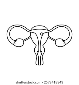 Motherhood lineart silhouette. Isolated pregnancy iiiustration of uterus on white background 