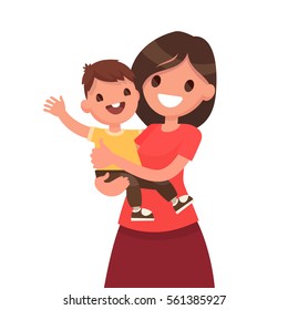 Motherhood. Mother with a baby on a white background. Vector illustration in a flat style