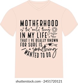 Motherhood is the only thing in my life that I've really known for sure is something I wanted to do- Happy Mother's Day T-shirt Design, Mom Mama  Quotes T-shirt Design, Vector EPS Editable Files, can 