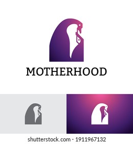 Motherhood Penguin Mother Child Love Logo Template