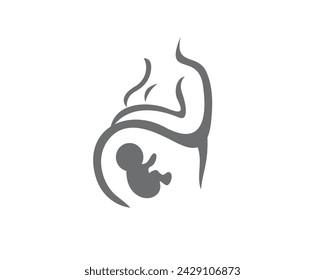 motherhood pregnancy with baby inside simple art logo symbol design template illustration inspiration