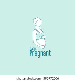 Motherhood. Pregnancy sign.Pregnant lady symbol. Pregnant woman vector illustration.