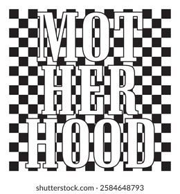 motherhood  Retro Motherhood Mama Checkered Mother's Day  T-Shirt Design