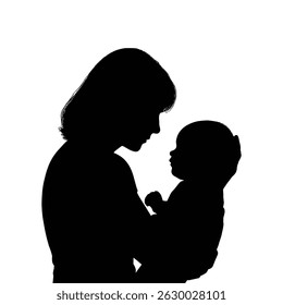 Silhueta de maternidade segurando bebê recém-nascido amor cuidado parentalidade família mãe criança bebê preto branco