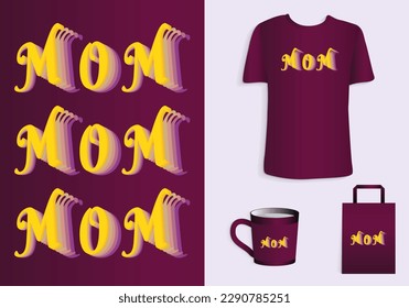 Motherhood typography 3d graphic tee t shirt design. mug and tote bag merchandise print design.