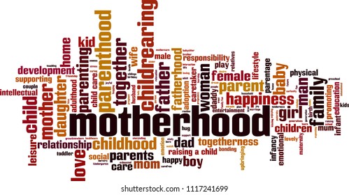 Motherhood word cloud concept. Vector illustration