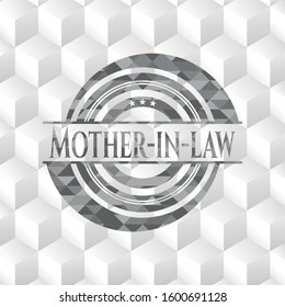 Mother-in-law grey emblem with cube white background