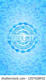 Mother-in-law realistic light blue mosaic emblem