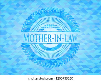Mother-in-law realistic sky blue mosaic emblem