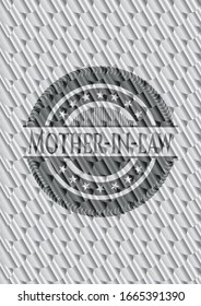 Mother-in-law shiny silver badge. Scales pattern. Vector Illustration. Detailed.