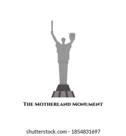 The Motherland Monuments in Kiev, Ukraine. The sculpture is a part of the National Museum. This is well worth a trip. Flat cartoon style historic sight showplace web site vector illustration.