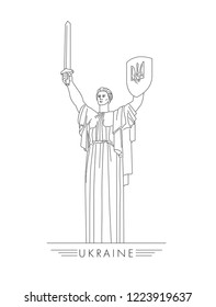 motherland statue in Kyiv Ukraine, graphic linear illustration