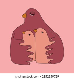 cuidado de los pequeños pájaros con amor maternal