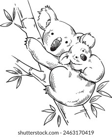 Motherly Embrace: Koalas in the Eucalyptus