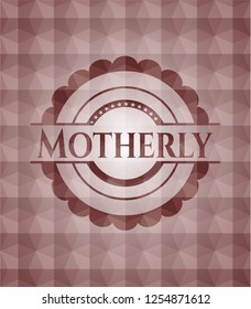 Motherly red badge with geometric pattern. Seamless.