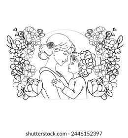 Mother's Affection - Coloring Page