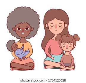 Mothers with baby and daughter design, Family relationship and generation theme Vector illustration