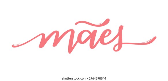 mothers-brazilian-portuguese-word-hand-lettering-stock-vector-royalty