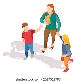 Mothers and children vector illustration flat design