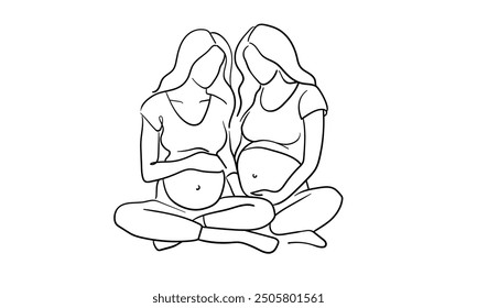 Mothers continuous line art drawing isolated on white background. Mothers day. Vector illustration