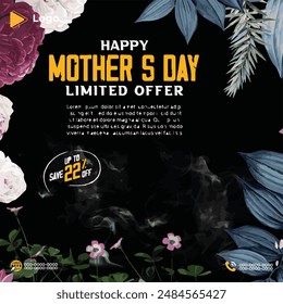 Mothers day and 12th may celebration with instagram and facebook post template | Mothers day celebration with instagram and facebook story template | Mothers day sale social media post templates
