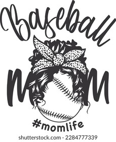 mothers day 2023 mom life Baseball Mom Messy Bun Hair with Leopard skin theme good for any print on demand project svg