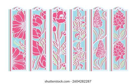 Mother's Day 4-layer floral paper cut bookmark bundle.