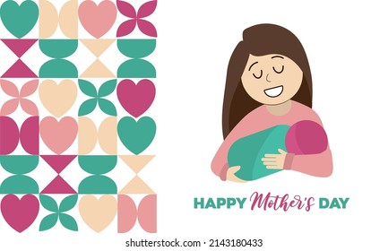 Mothers Day. Abstract backgrounds, patterns, Mother's Day cards. Cover, poster, wallpaper. Minimalist retro postcard.