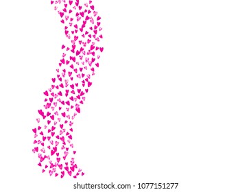 Mother's day background with pink glitter confetti. Isolated heart symbol in rose color. Postcard for mother's day background. Love theme for voucher, special business banner. Women holiday