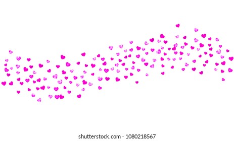 Mothers day background with pink glitter confetti. Isolated heart symbol in rose color.  Postcard for mothers day background. Love theme for party invite, retail offer and ad. Women holiday design