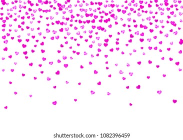 Mothers day background with pink glitter confetti. Isolated heart symbol in rose color.  Postcard for mothers day background. Love theme for party invite, retail offer and ad. Women holiday design