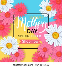 Mothers Day Background Beautiful Daisy Flowers Stock Vector Royalty Free Shutterstock