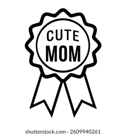 Mother's Day Badge Vector – Award Style Ribbon with Calligraphy Text
