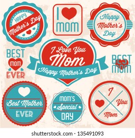 Mother's Day Badges and Labels in Retro Style